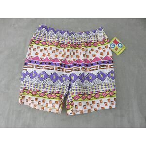 1980s NWT Generation One Women Multicolor Elastic Waist Cotton Beach Short XL